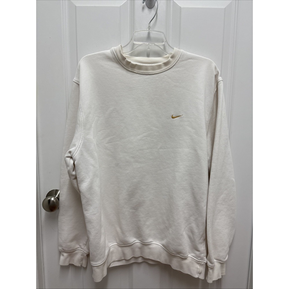 Vtg Nike White Tag‎ 90's Men's Size XL White Yellow Check Swoosh Sweatshirt USA